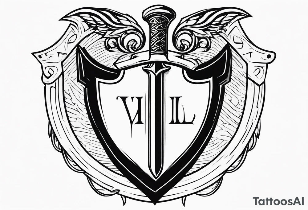 Valhalla shield sword axe tattoo idea