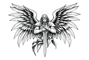 Holy Archangel, Biblical, Christianity, Heavenly Army, Hebrew, Guards of Christianity, Holding a sword, having six wings, seraphim tattoo idea