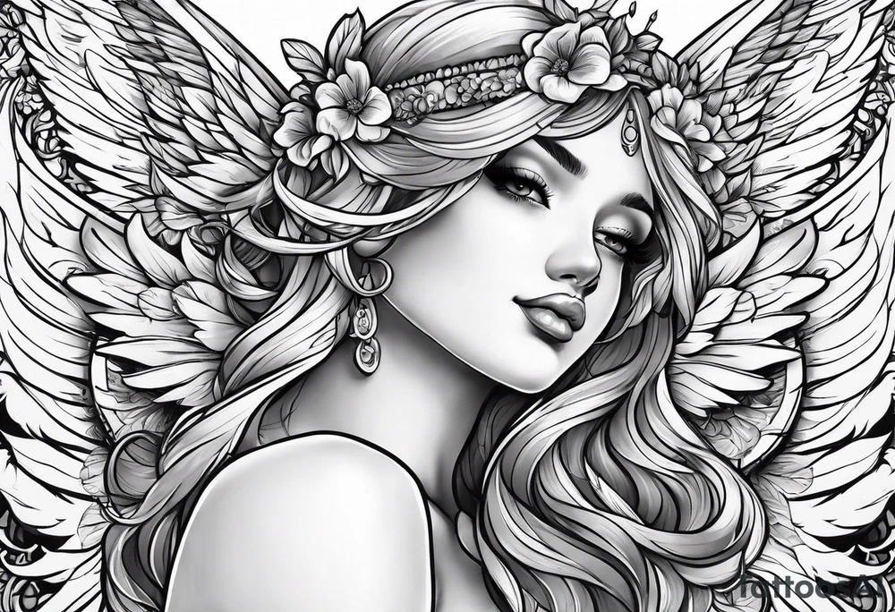 Beautiful angel in underwear tattoo idea