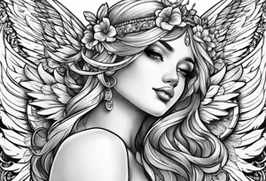 Beautiful angel in underwear tattoo idea