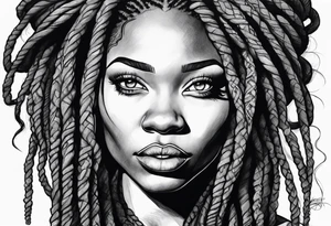 African woman with dreads medusa tattoo idea