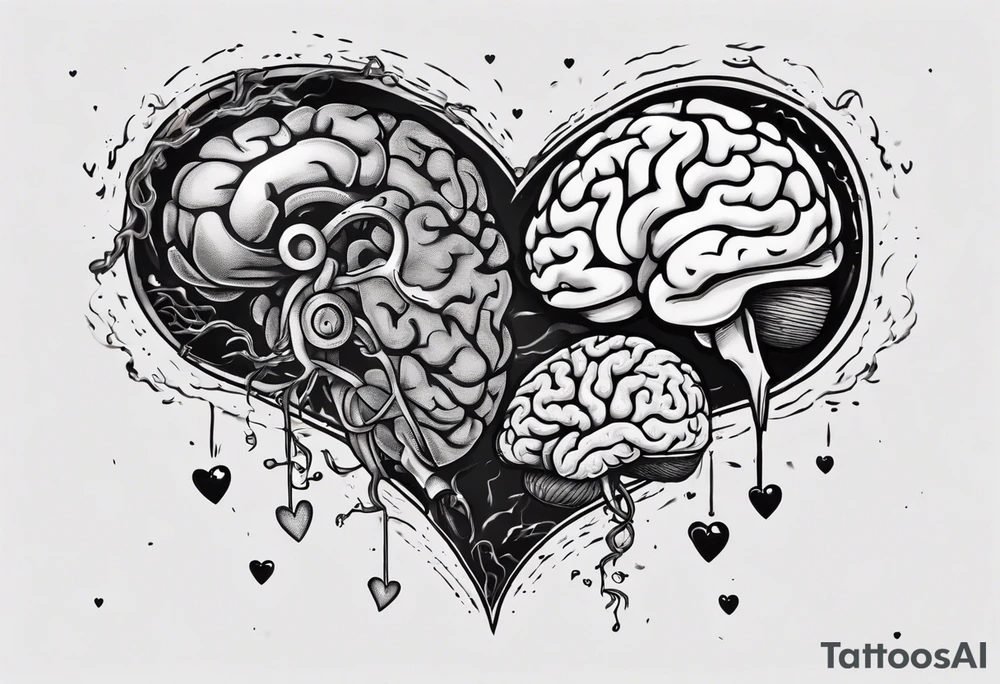 Heart and brain floating away tattoo idea