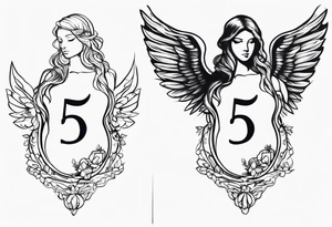 Number 5 as an angel tattoo idea