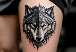 Black wolf and a white wolf side by side tattoo idea