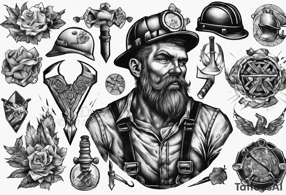 miner working to extract gold tattoo idea