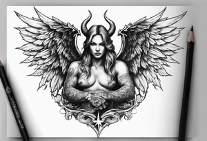 Devil with angel wings tattoo idea