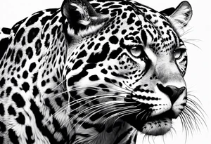 writhing jaguar, top side view, running, tattoo idea