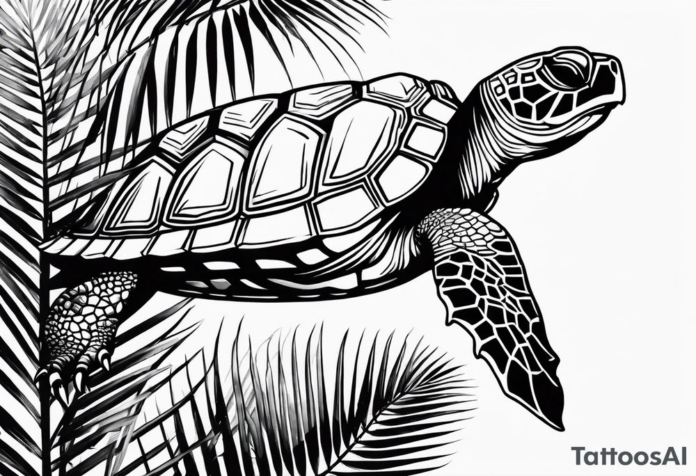 Turtle  palm trees tattoo idea