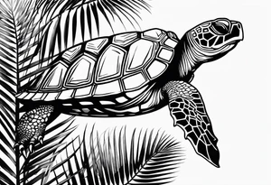 Turtle  palm trees tattoo idea