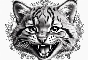 Super cute happy wildcat cub tattoo idea