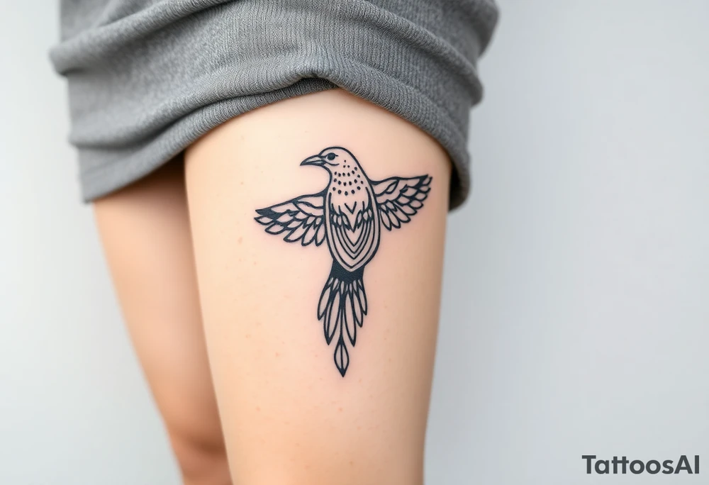 Nordic ornamental raven leg sleeve tattoo idea