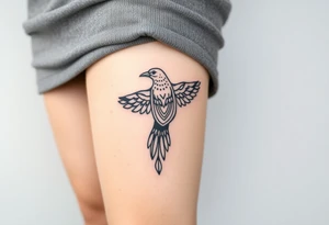 Nordic ornamental raven leg sleeve tattoo idea
