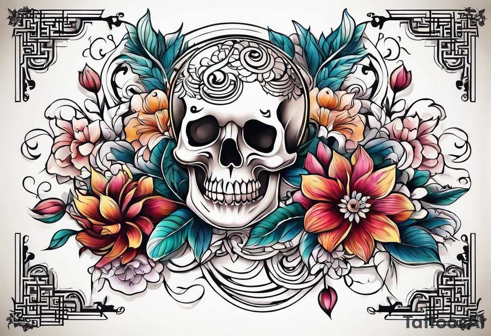 ornaments of flowers tattoo idea