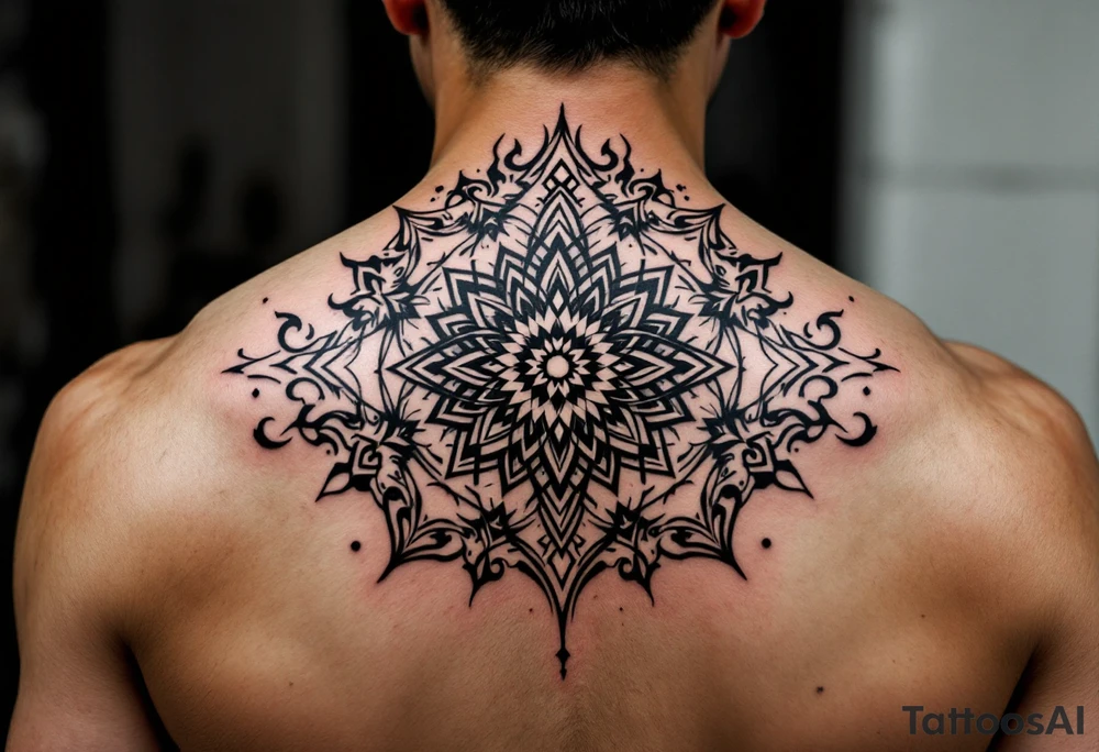 intricate mandala with sacred geometry and cosmic elements tattoo idea
