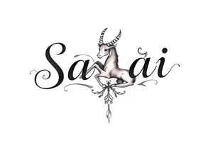 Sanai name tattoo with Capricorn ♑️ tattoo idea