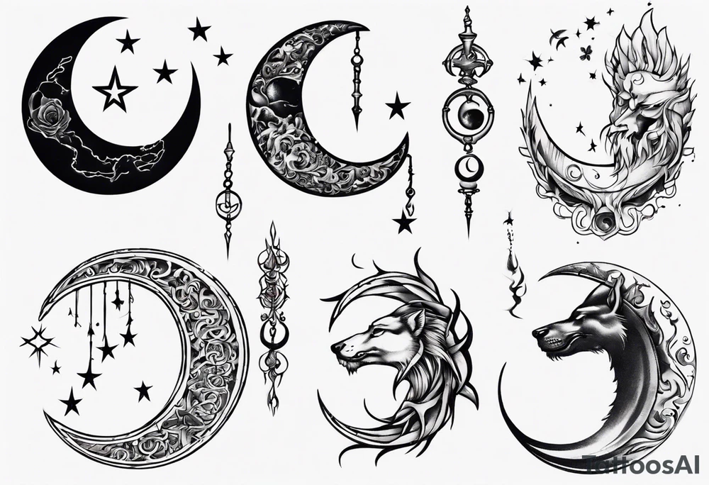 crescent moon masculine tattoo tattoo idea