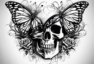 Broken Skull with butterfly coming out tattoo idea