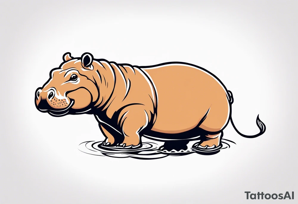 Baby hippo acting rough tattoo idea