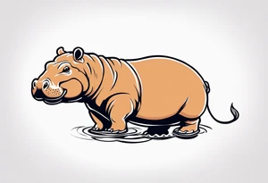 Baby hippo acting rough tattoo idea