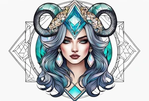 Feminine capricorn tattoo idea
