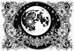 The sun covering half of the moon tattoo idea