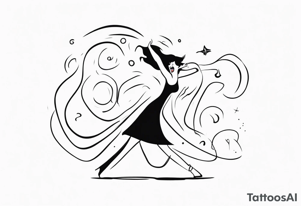 Silly. odd woman ugly dancing yelling "woop woop" tattoo idea