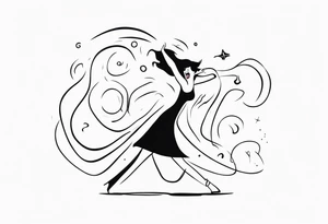 Silly. odd woman ugly dancing yelling "woop woop" tattoo idea
