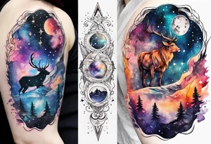 Galaxy with Gemini and Capricorn constellations tattoo idea