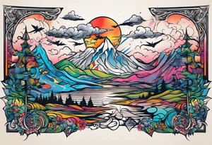 Landscape front neck tattoo that's appear to be ejecting from the skin, symbolizing the freedom from censorship. tattoo idea