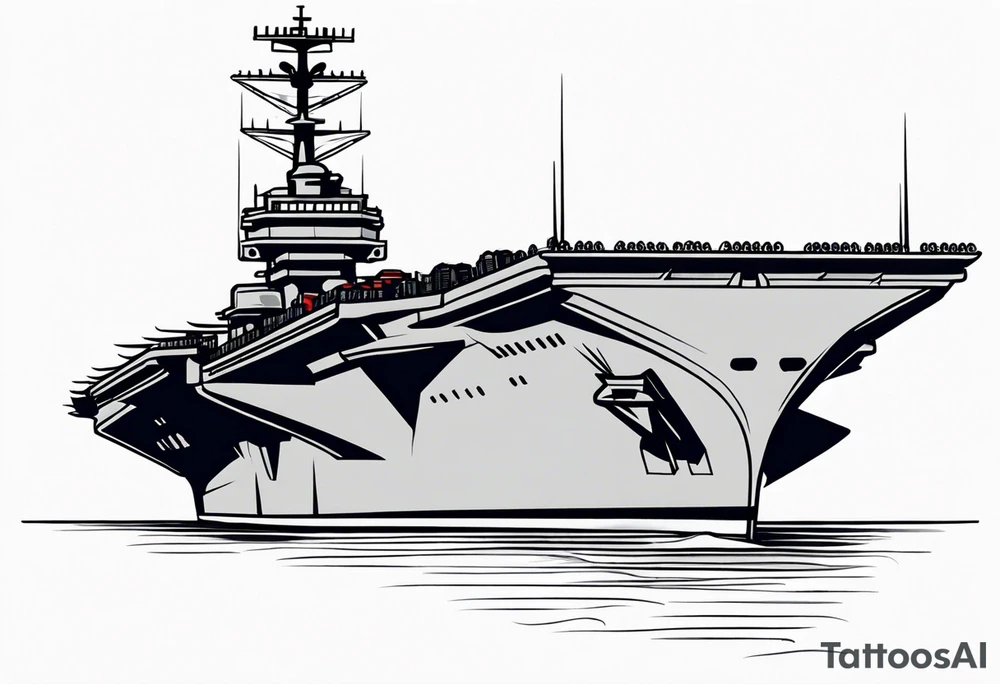 front view aircraft carrier tattoo idea