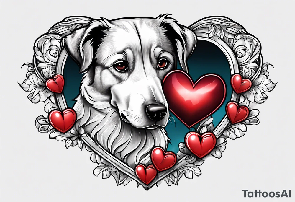 Hearts with NCJB and dog paws tattoo idea