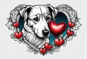 Hearts with NCJB and dog paws tattoo idea