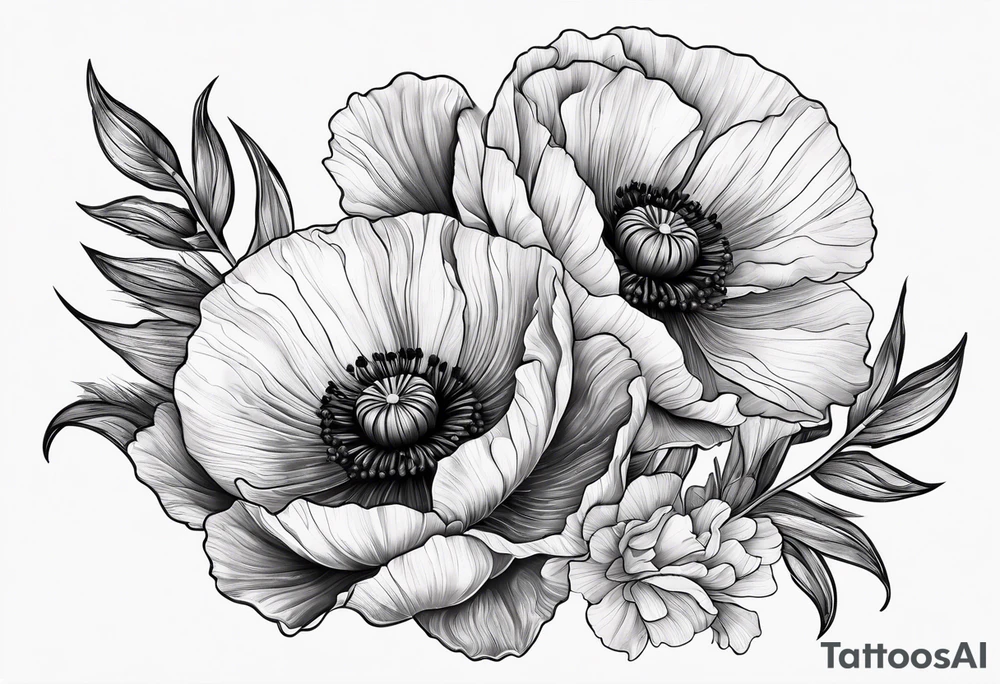 Poppy flowers sleeve tattoo idea