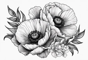Poppy flowers sleeve tattoo idea