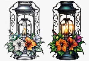 Lantern with Morning Glories tattoo idea