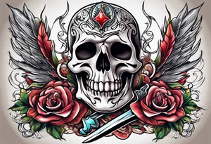Book with dagger tattoo idea