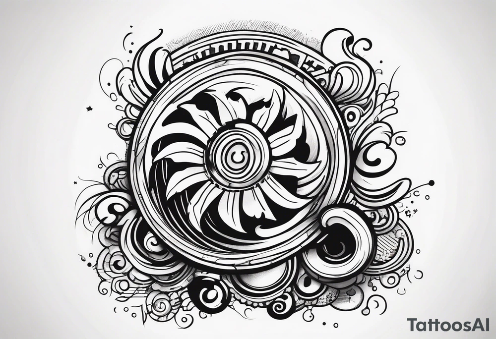 Gear shifting knob and money and fire tattoo idea