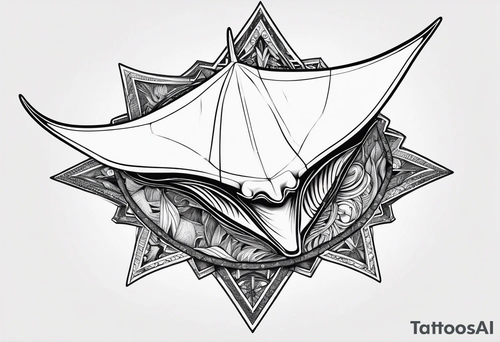 Manta ray with a nautical star inside tattoo idea