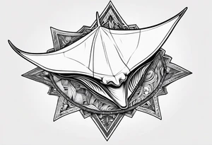 Manta ray with a nautical star inside tattoo idea