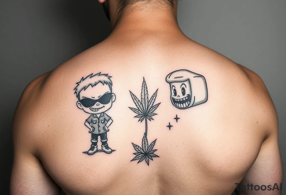 Cartoon characters high off weed tattoo idea