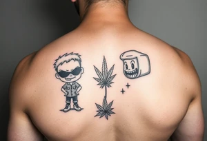 Cartoon characters high off weed tattoo idea