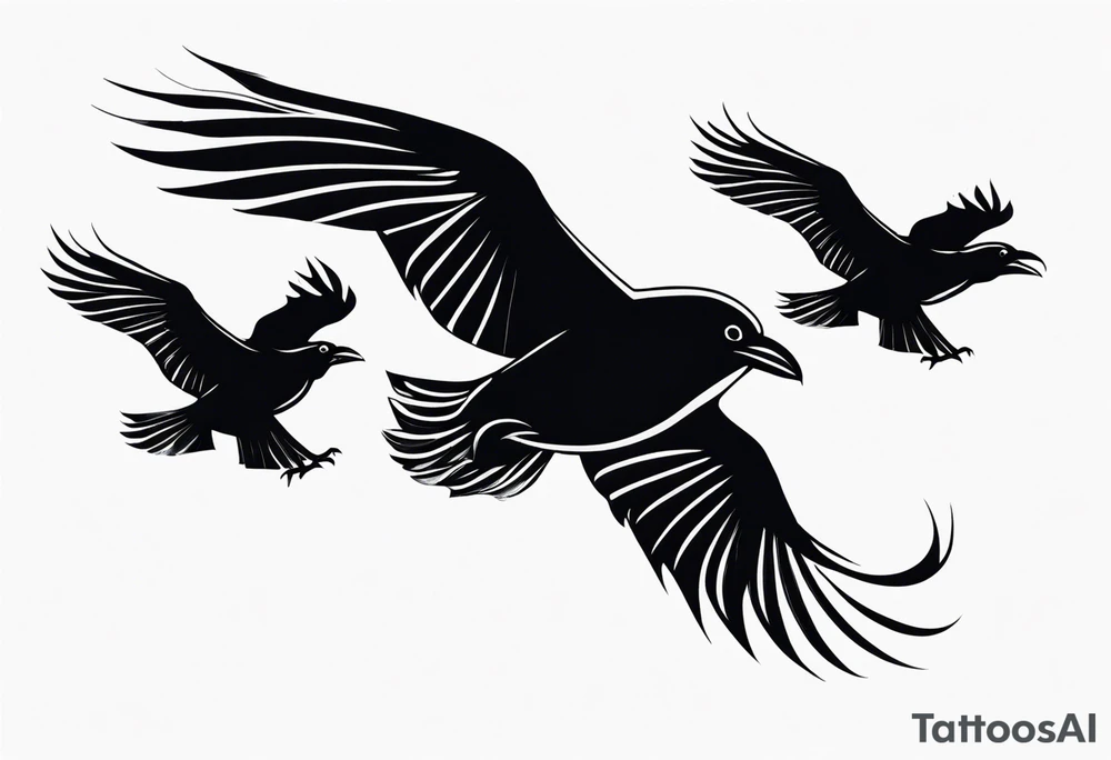 3 ravens in flight tattoo idea