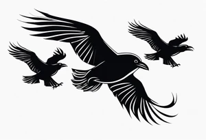 3 ravens in flight tattoo idea