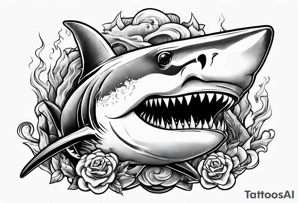 shark smoking cigarette tattoo idea