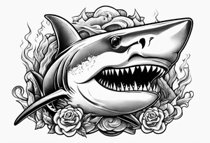 shark smoking cigarette tattoo idea