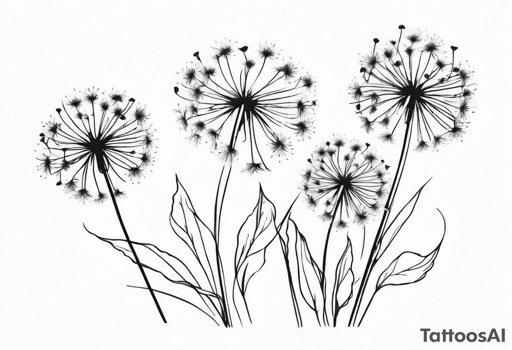 floral tattoo three dandelions tattoo idea