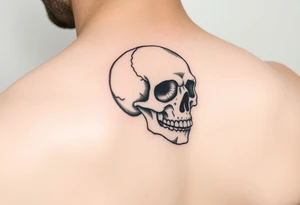 right side of a skull with mushroom out of its eyes tattoo idea