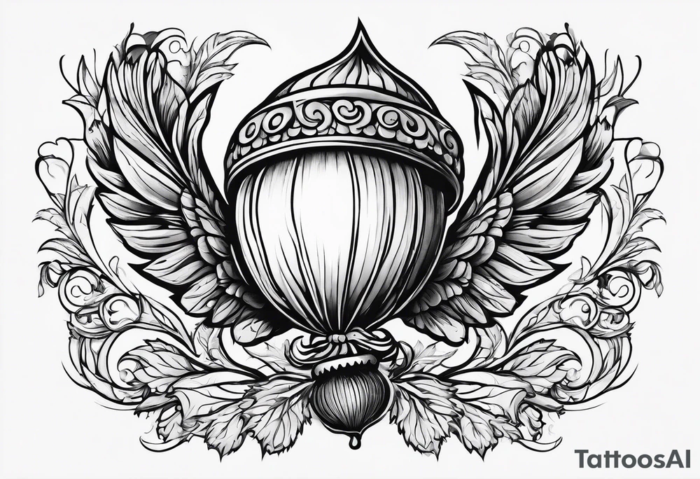 Flying acorn tattoo idea