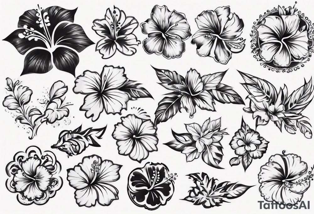 Round ornament hibiscus tattoo idea