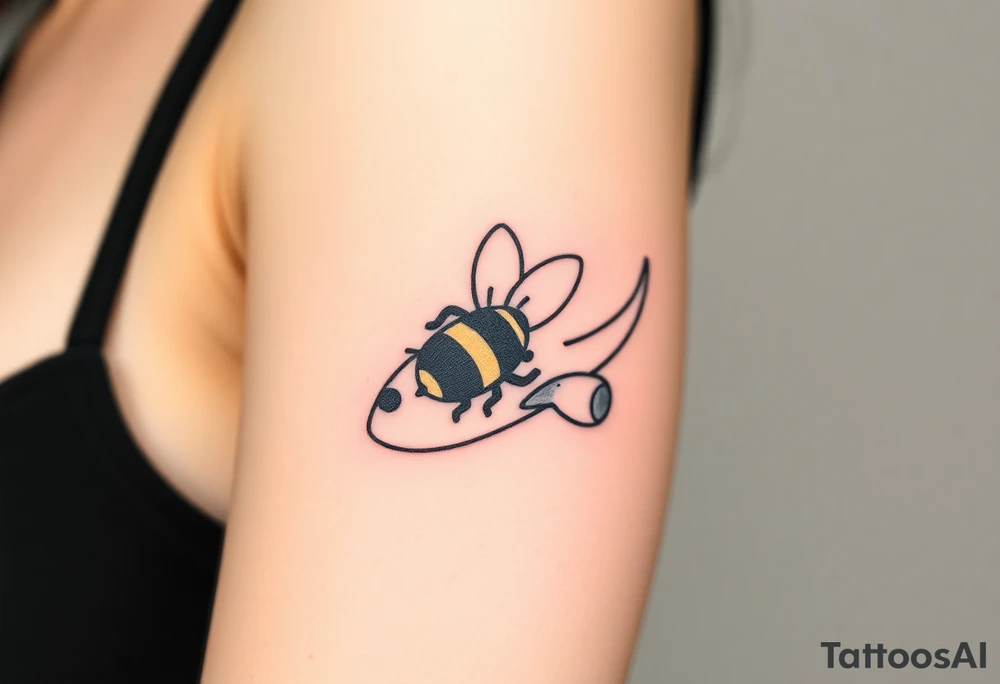 commercial airplane with a bumble bee flying it tattoo idea